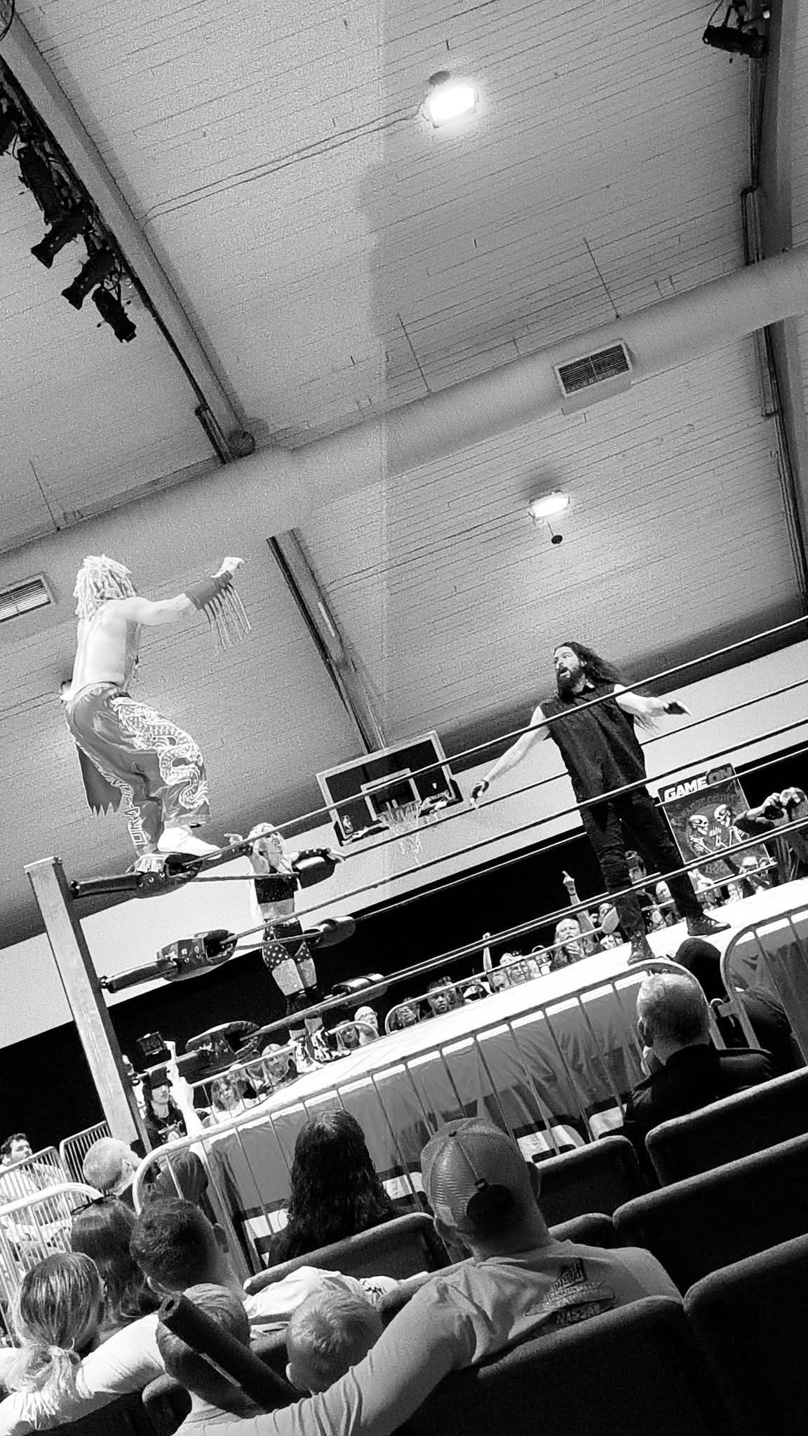 Jesse Dragonheart performing in the ring during a live wrestling match