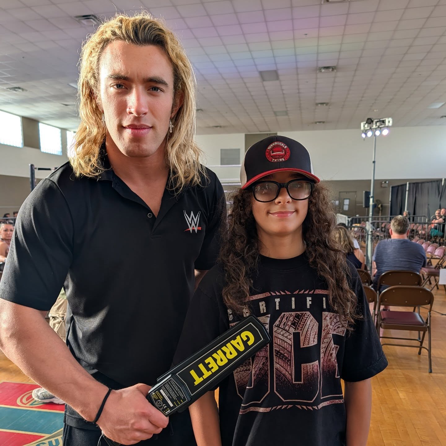 Trystan meets a WWE event team member