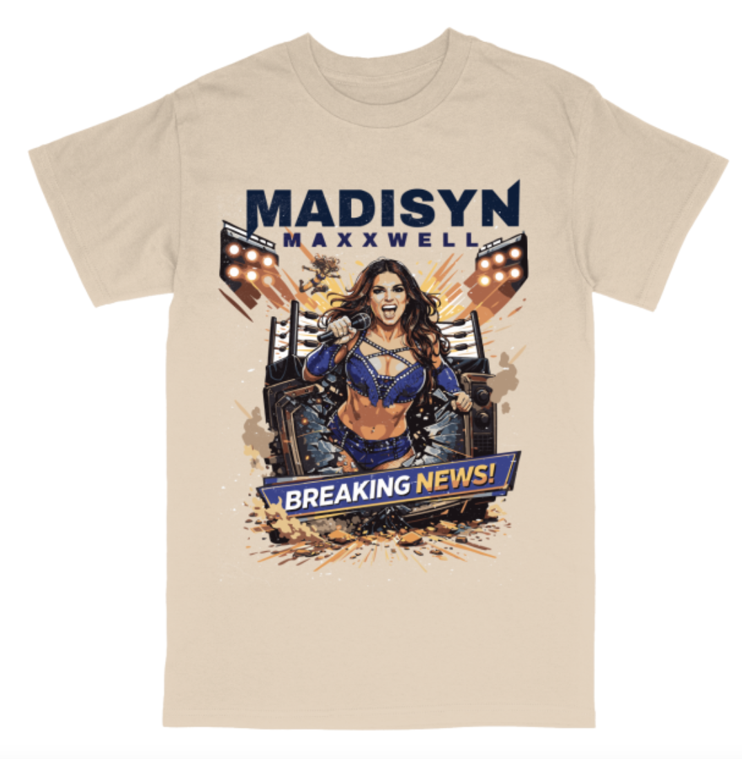 Madisyn Maxxwell Breaking News graphic T-shirt